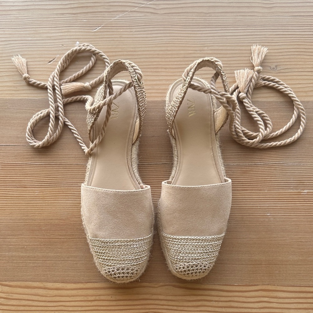 New Zara Tan Espadrille Flats